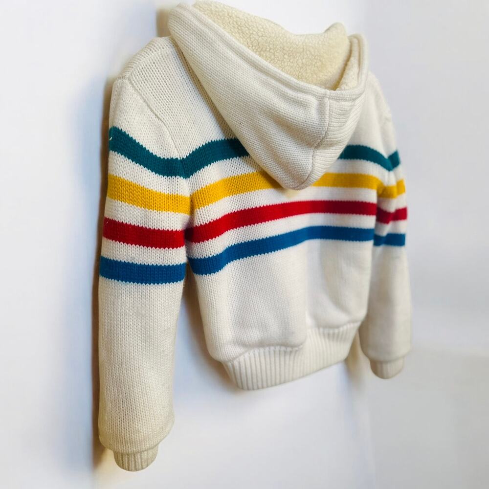 Vintage 80s DHE Sherpa-Lined Hooded Sweater Jacket  – Size: Adult M - Picture 6 of 7